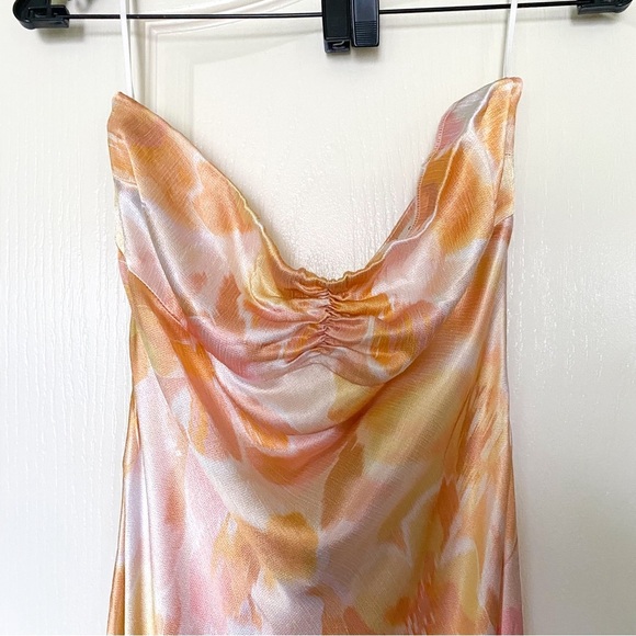 Bec & Bridge Dress Indi Strapless Maxi Satin Cowl Summer Floral Haze 6 - Picture 4 of 9